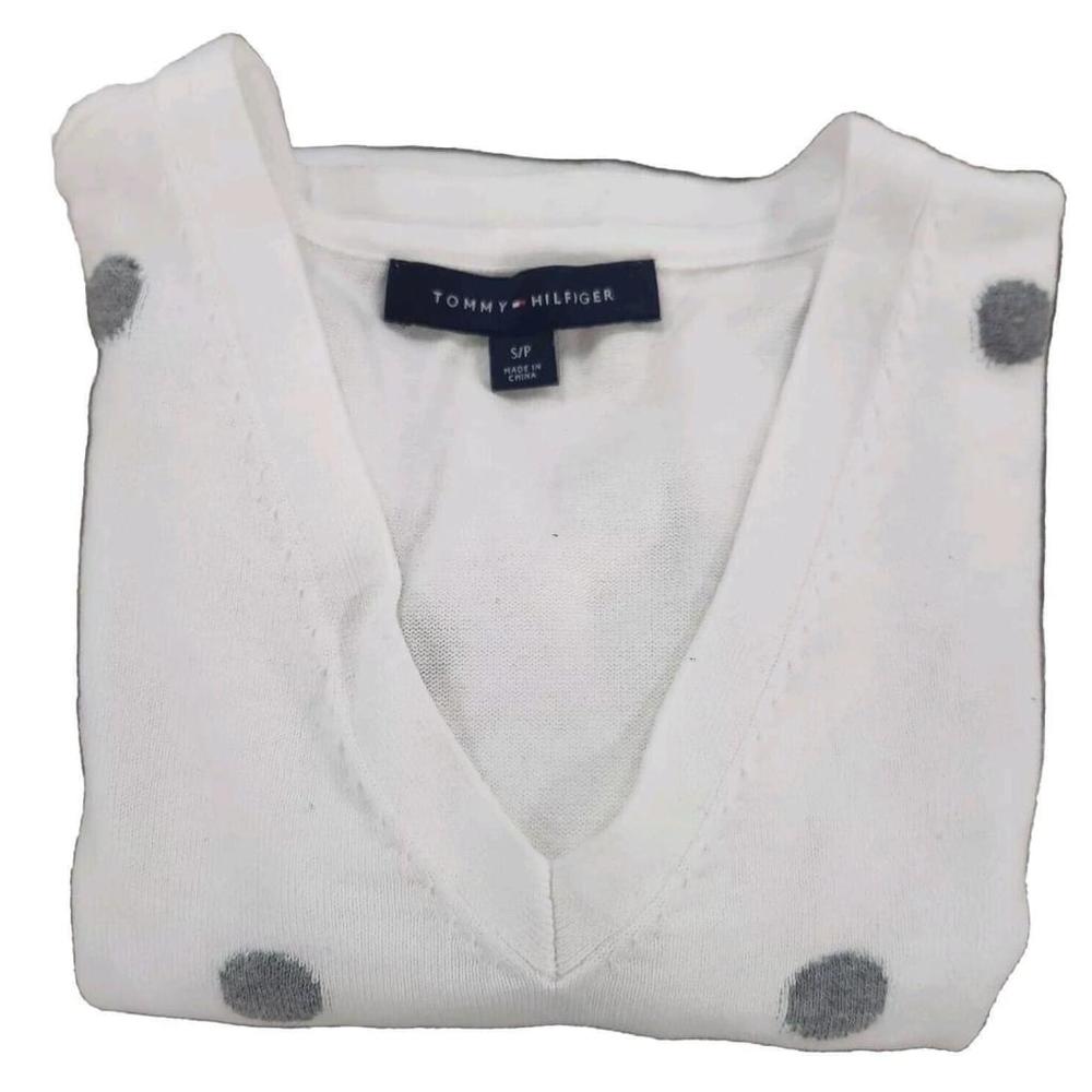 Tommy Hilfiger V- Neck Sweater Womens White/Gray Size Small S/P Never Worn - Picture 4 of 6